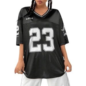 Black Mesh Jersey Oversized